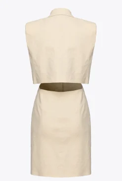 Vestes|PINKO Robe Blazer En Lin Beige Amande Glacee