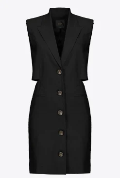 Robes|PINKO Robe Blazer En Lin Noir Limousine