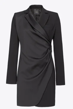 Robes|PINKO Robe Blazer En Satin Noir Limousine