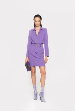 Robes|PINKO Robe Chemise A Boucle Love Birds Lilas Lavande