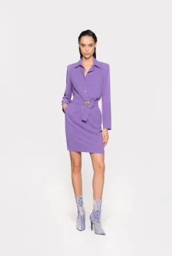 Robes|PINKO Robe Chemise A Boucle Love Birds Lilas Lavande