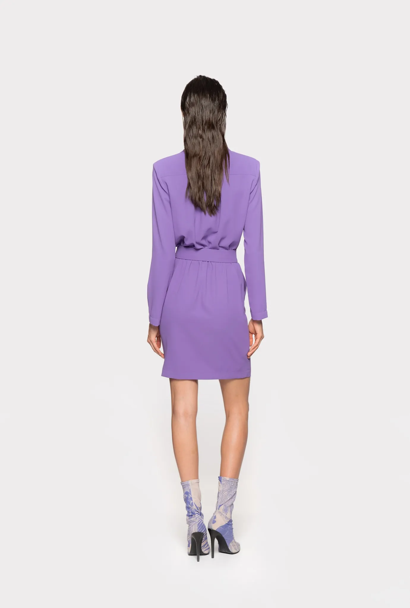 Robes|PINKO Robe Chemise A Boucle Love Birds Lilas Lavande