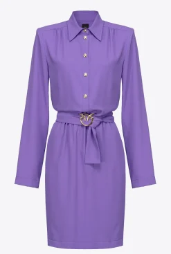 Robes|PINKO Robe Chemise A Boucle Love Birds Lilas Lavande