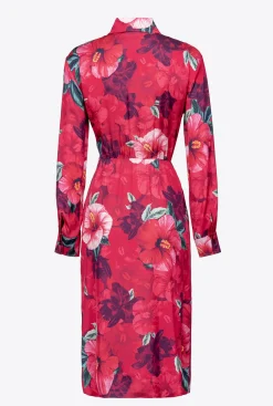 Robes|PINKO Robe Chemise A Imprime Hibiscus Multi.Fuchsia/Rose