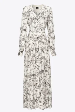 Robes|PINKO Robe Chemise A Imprime Tatouage Beurre/Noir