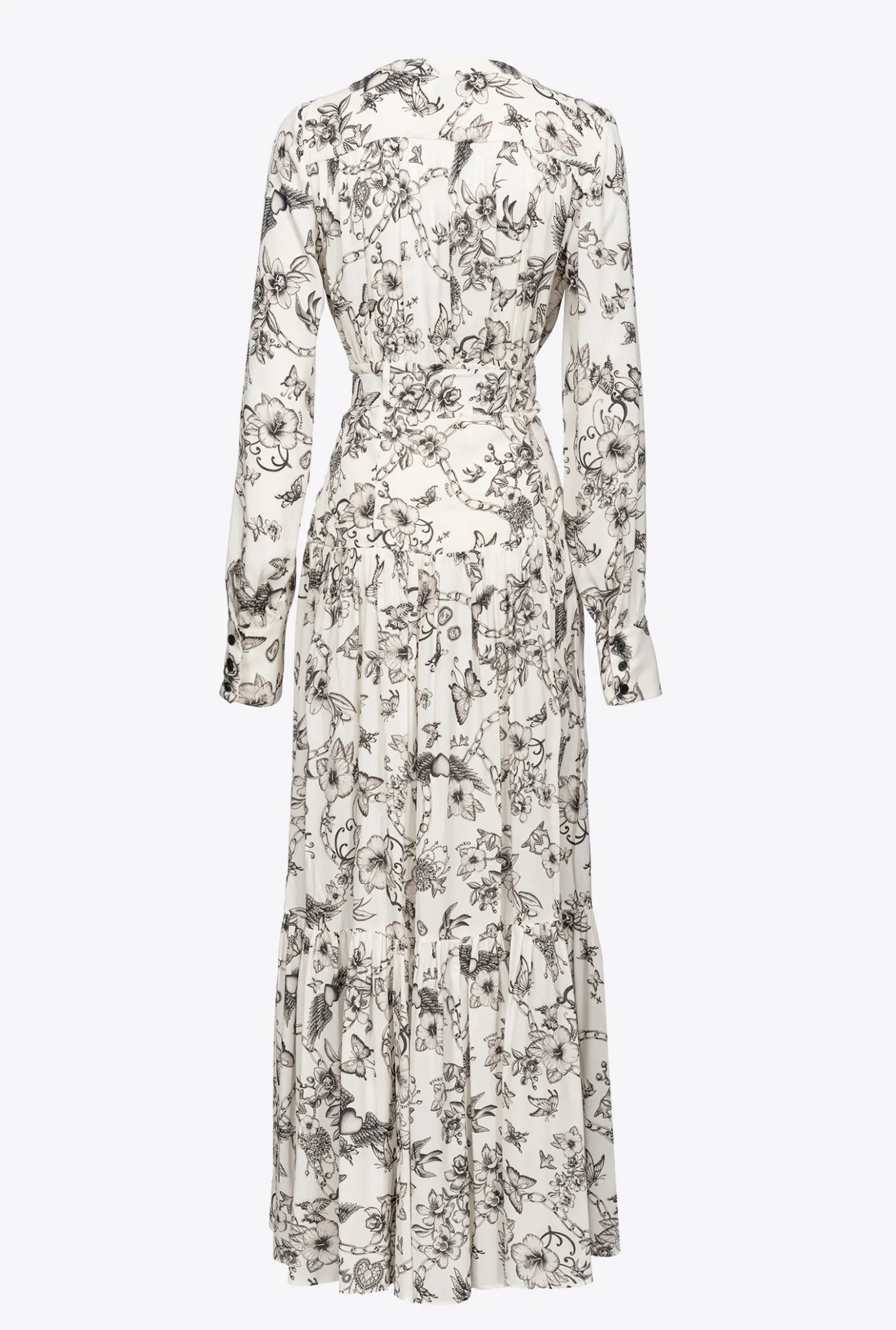 Robes|PINKO Robe Chemise A Imprime Tatouage Beurre/Noir