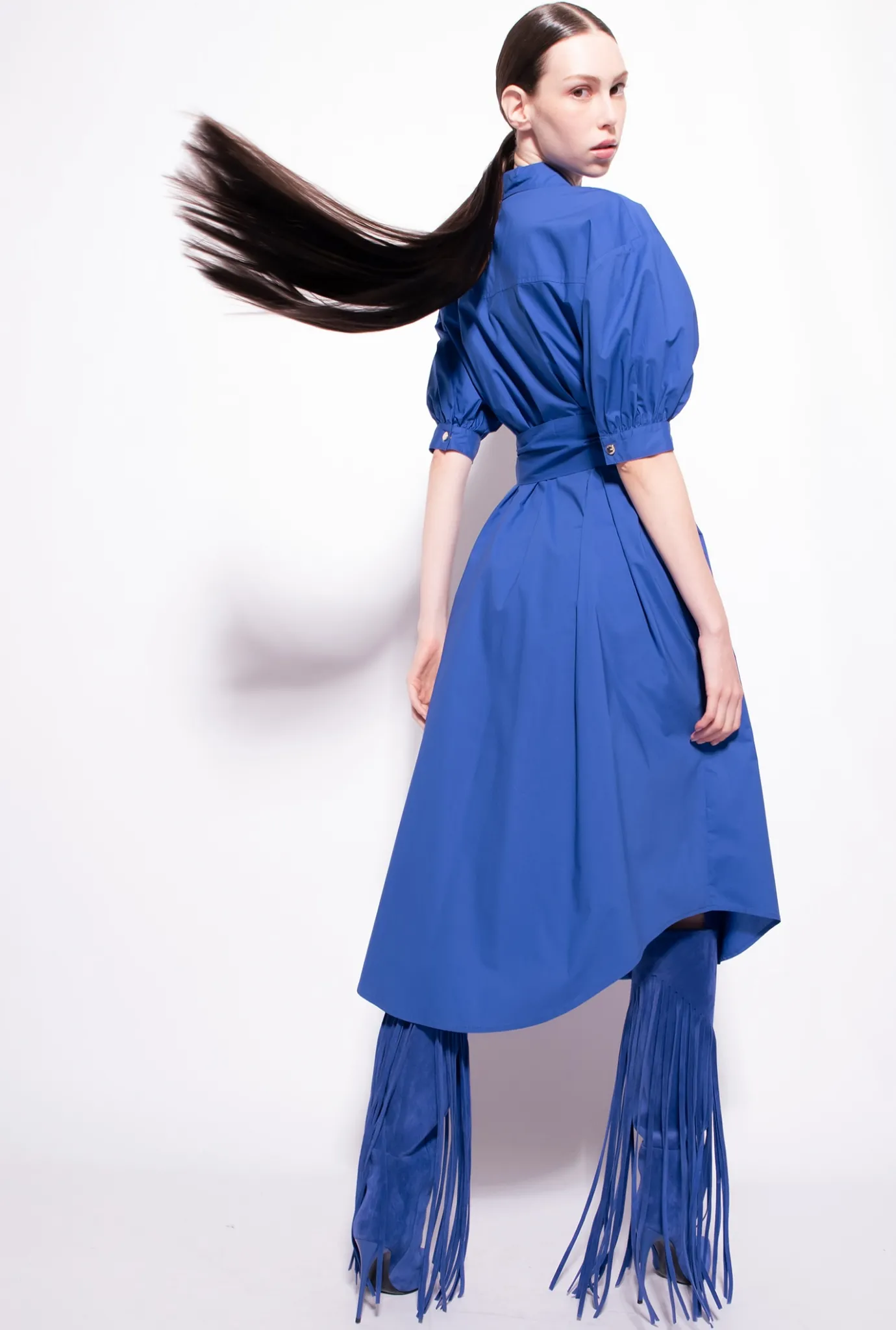 Robes|PINKO Robe Chemise Ceinturee En Popeline De Coton Bleu Surf Sur Le Web