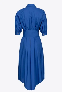 Robes|PINKO Robe Chemise Ceinturee En Popeline De Coton Bleu Surf Sur Le Web