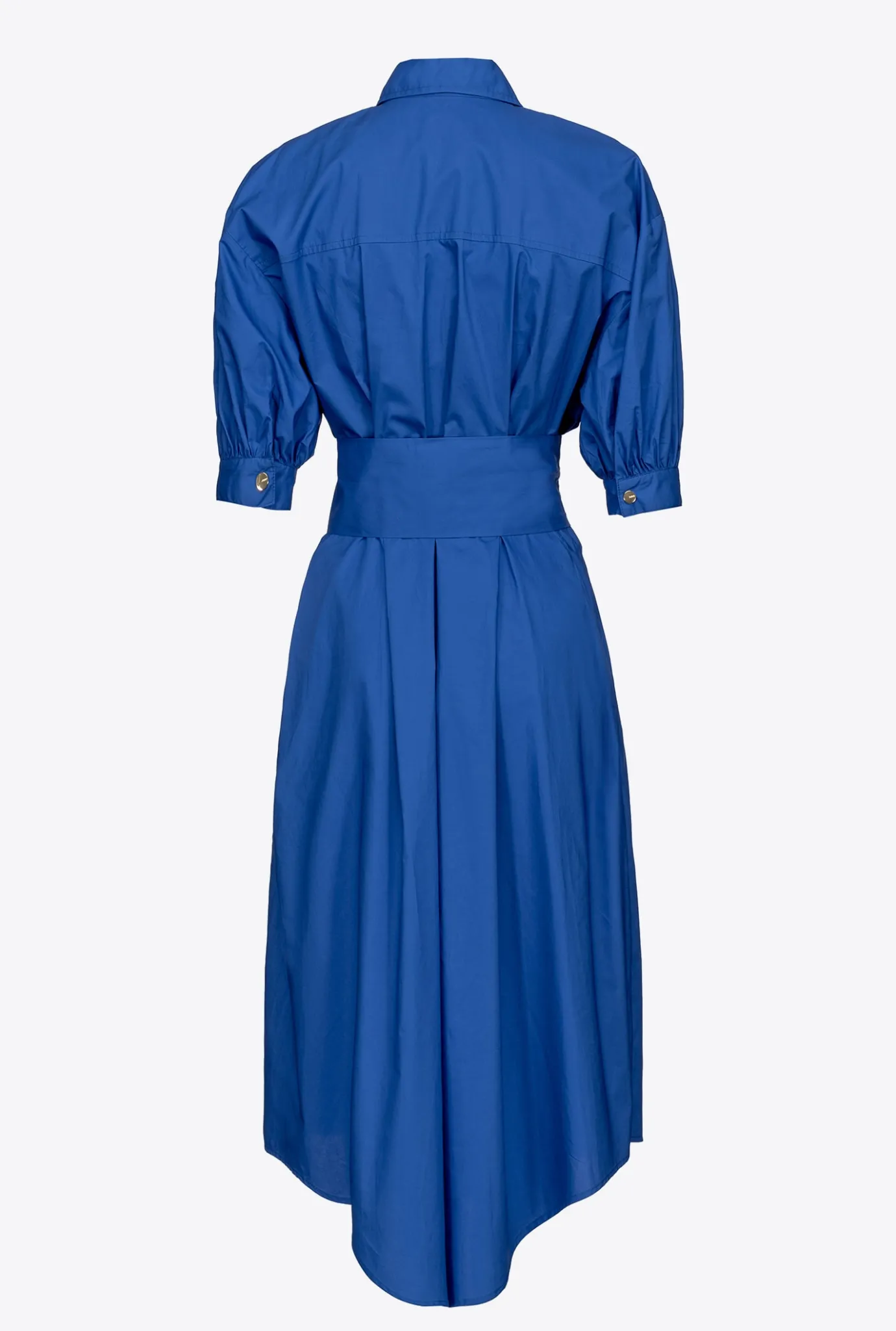 Robes|PINKO Robe Chemise Ceinturee En Popeline De Coton Bleu Surf Sur Le Web