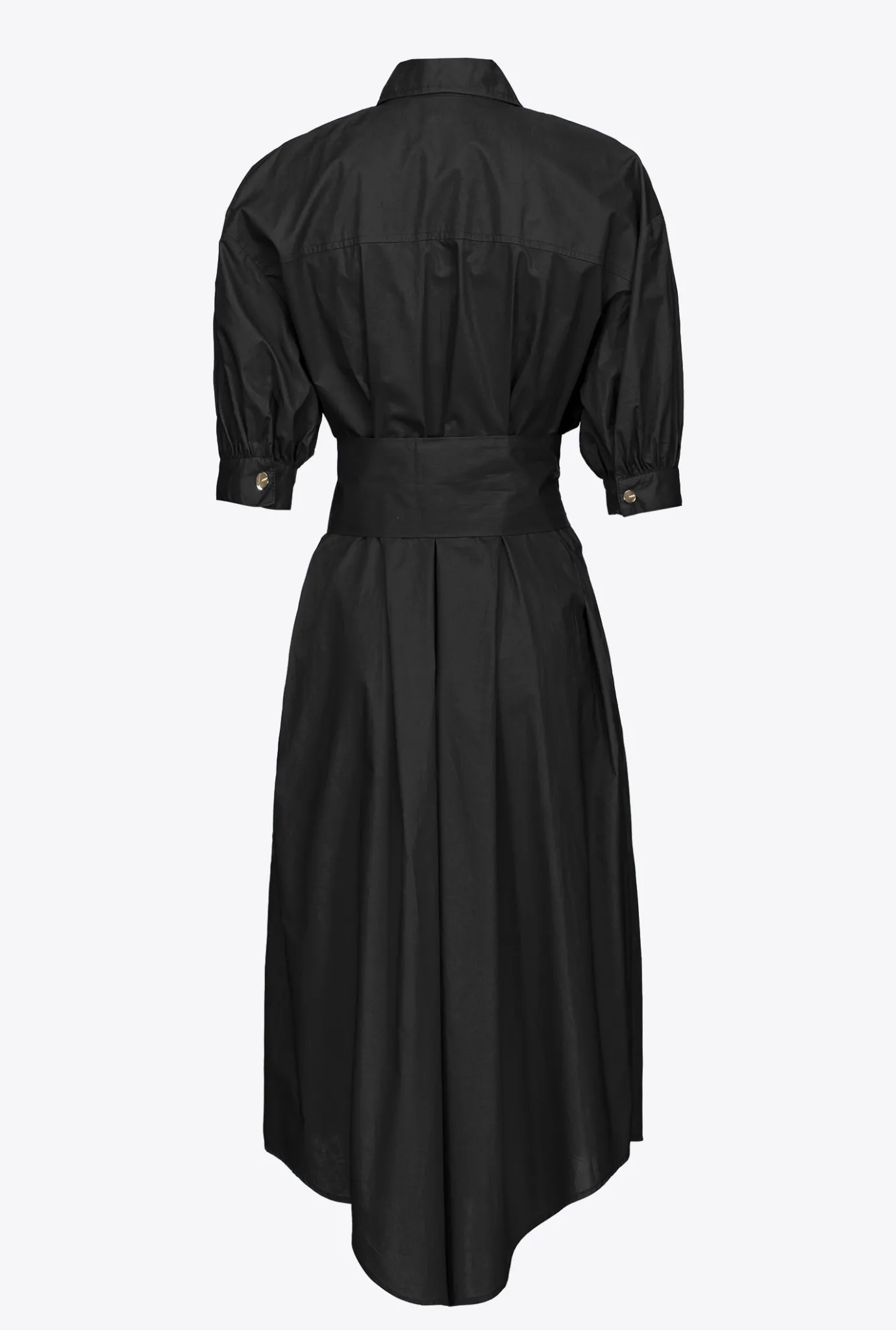 Robes|PINKO Robe Chemise Ceinturee En Popeline De Coton Noir Limousine