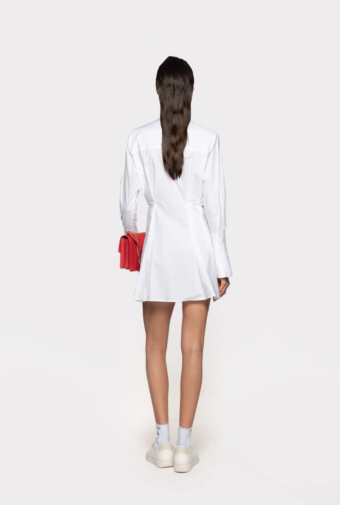 Robes|PINKO Robe Chemise Courte En Popeline De Coton Blanc Brill.