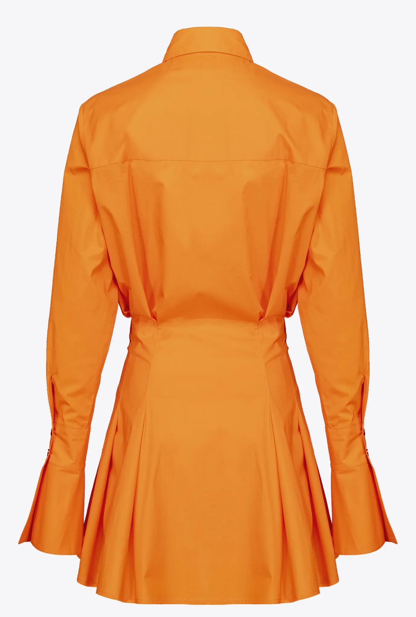 Robes|PINKO Robe Chemise Courte En Popeline De Coton Orange Vibrant