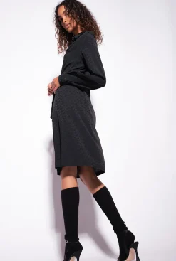 Robes|PINKO Robe Chemise En Jacquard A Logo Noir Limousine
