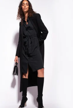 Robes|PINKO Robe Chemise En Jacquard A Logo Noir Limousine