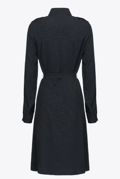 Chemises Et Blouses|PINKO Robe Chemise En Jacquard A Logo Noir Limousine