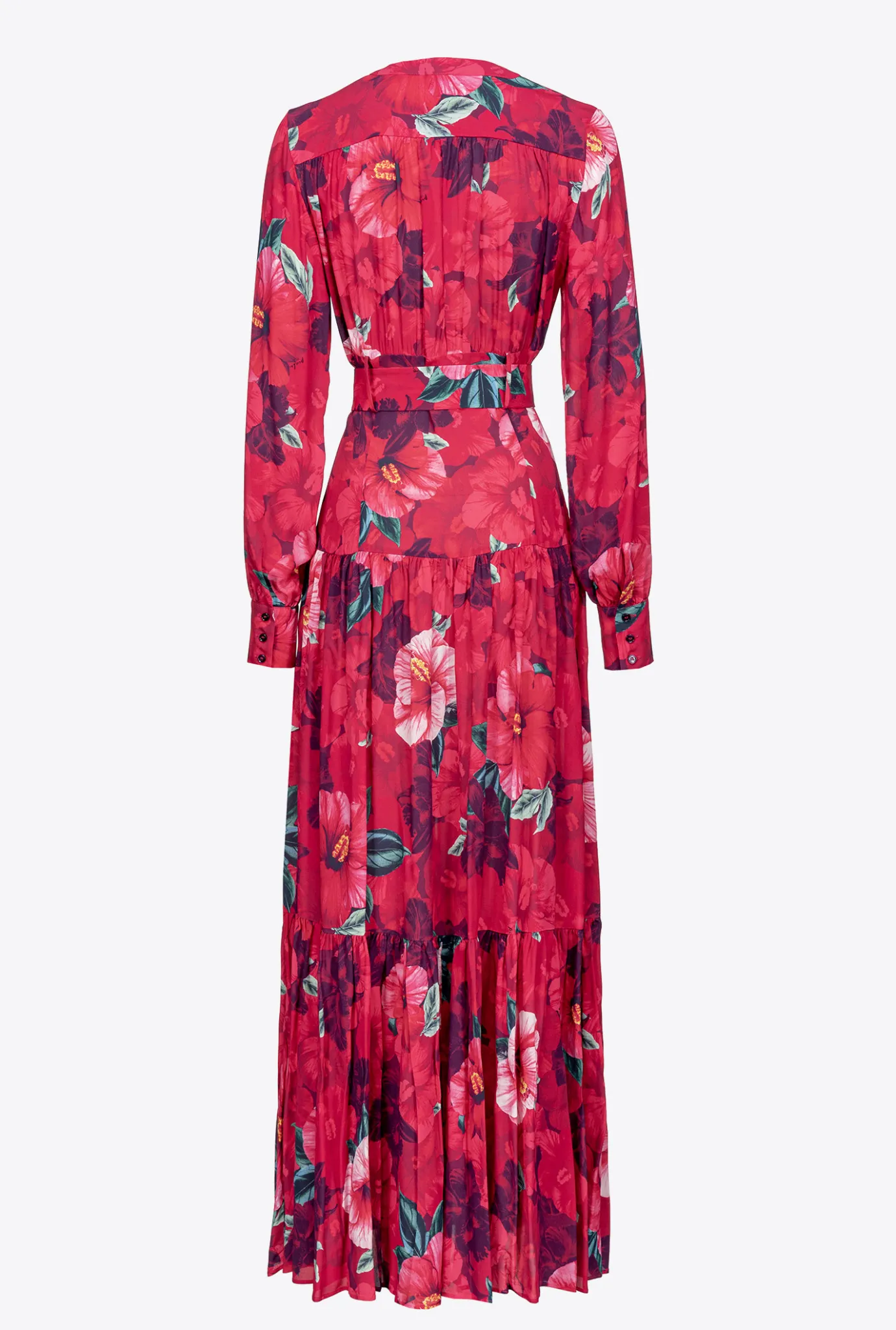Robes|PINKO Robe Chemise Longue A Imprime Hibiscus Multi.Fuchsia/Rose