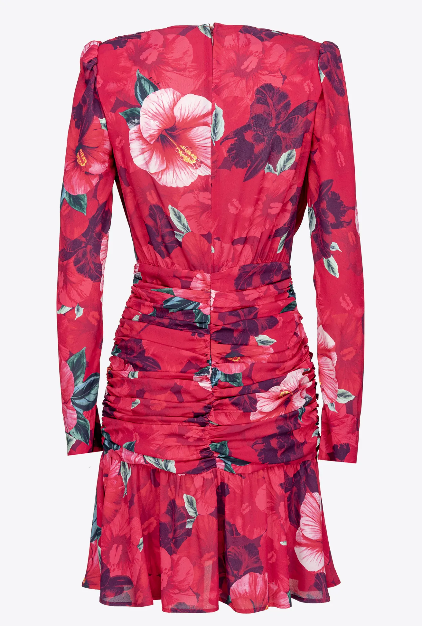 Robes|PINKO Robe Courte A Imprime Hibiscus Multi.Fuchsia/Rose