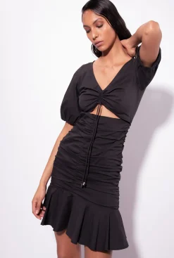 Robes|PINKO Robe Courte En Popeline Noir Limousine