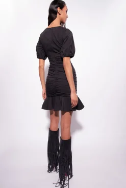 Robes|PINKO Robe Courte En Popeline Noir Limousine