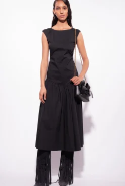 Robes|PINKO Robe Dos Nu En Popeline Noir Limousine