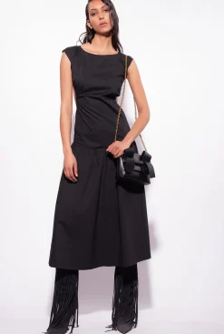 Robes|PINKO Robe Dos Nu En Popeline Noir Limousine