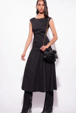 Robes|PINKO Robe Dos Nu En Popeline Noir Limousine