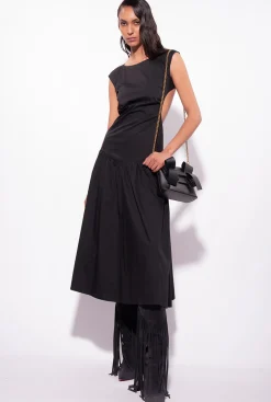 Robes|PINKO Robe Dos Nu En Popeline Noir Limousine