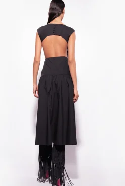 Robes|PINKO Robe Dos Nu En Popeline Noir Limousine