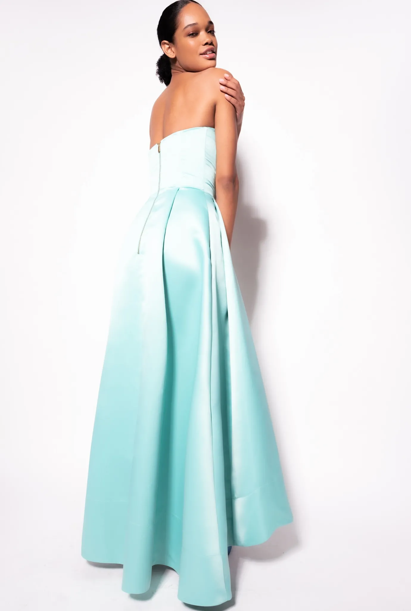 Robes|PINKO Robe Elegante En Satin Duchesse Bleu Nil