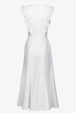 Robes|PINKO Robe En Broderie Anglaise De Coton Blanc Brill.