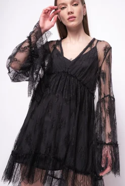 Robes|PINKO Robe En Dentelle Noir Limousine