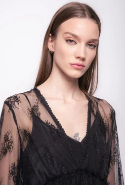 Robes|PINKO Robe En Dentelle Noir Limousine