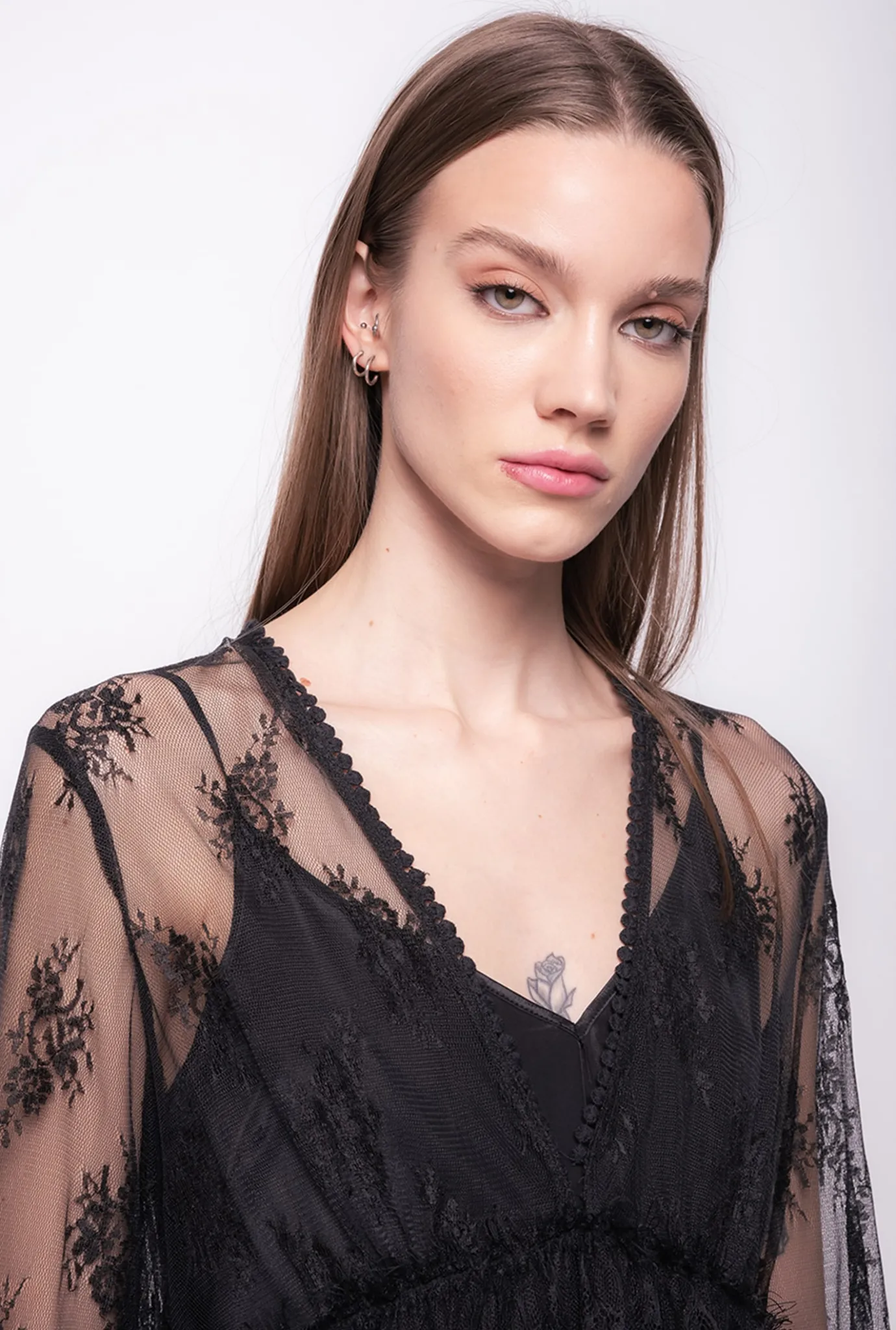 Robes|PINKO Robe En Dentelle Noir Limousine
