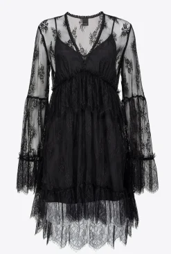 Robes|PINKO Robe En Dentelle Noir Limousine