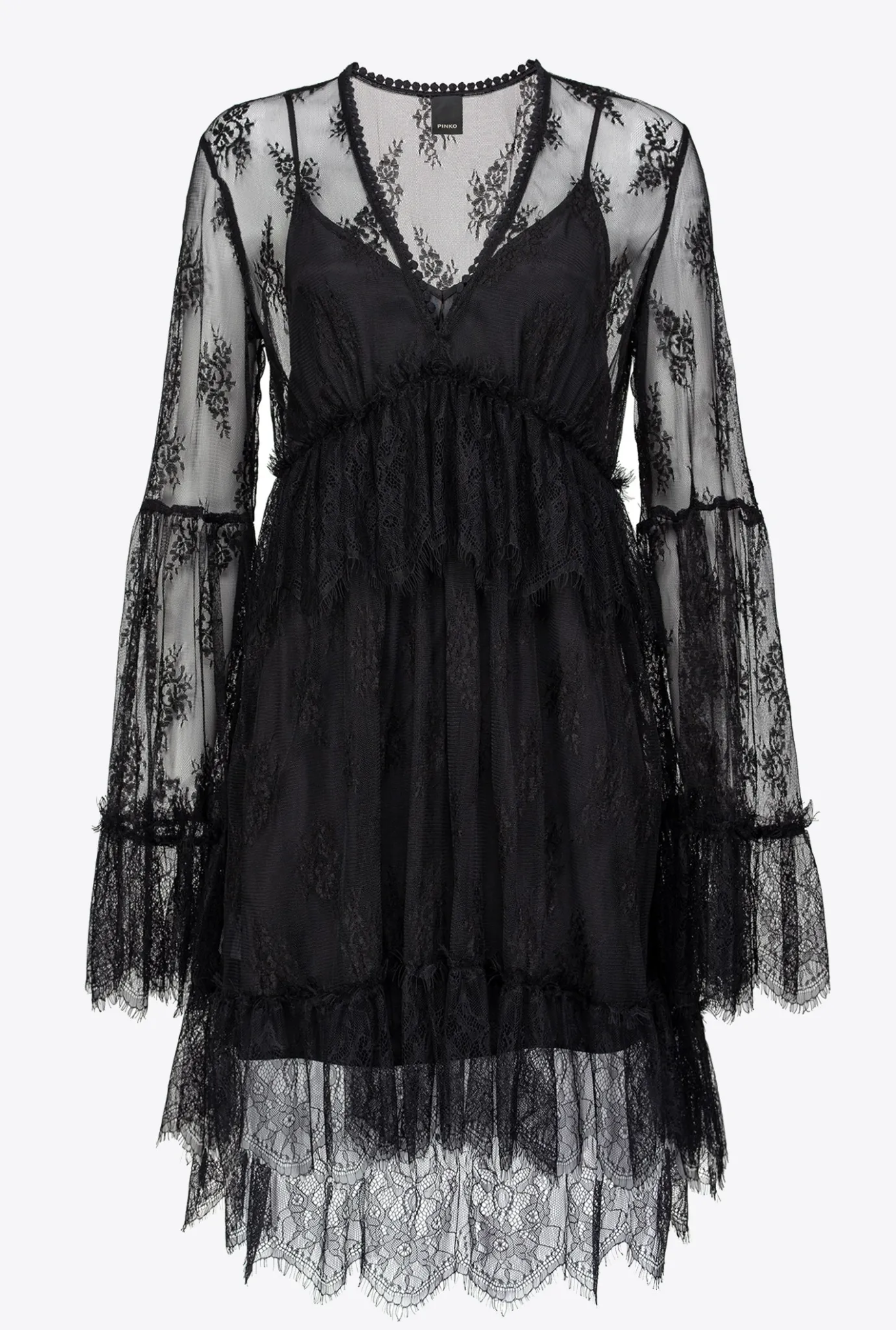 Robes|PINKO Robe En Dentelle Noir Limousine