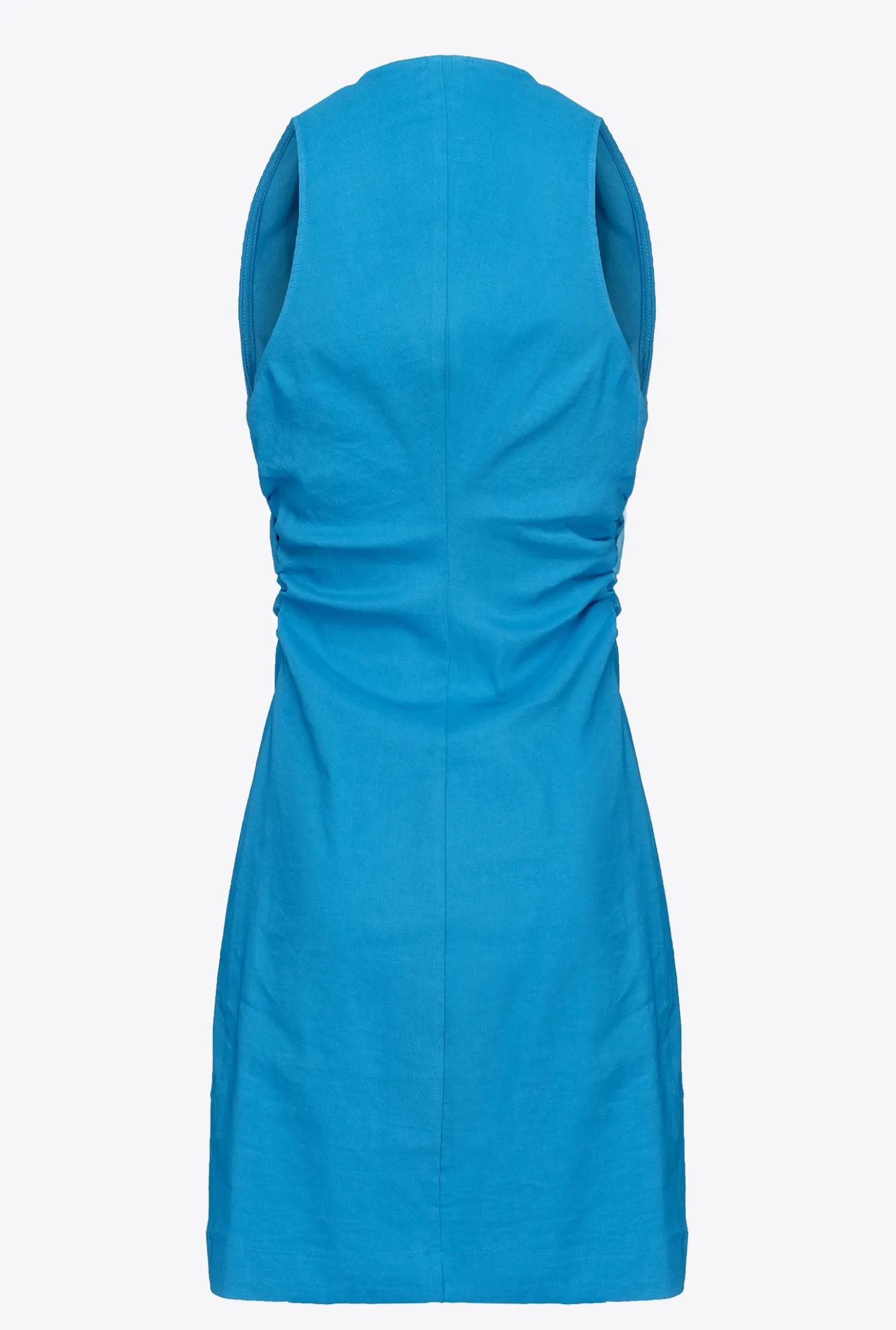 Robes|PINKO Robe En Lin Boutonnee Bleu Directoire