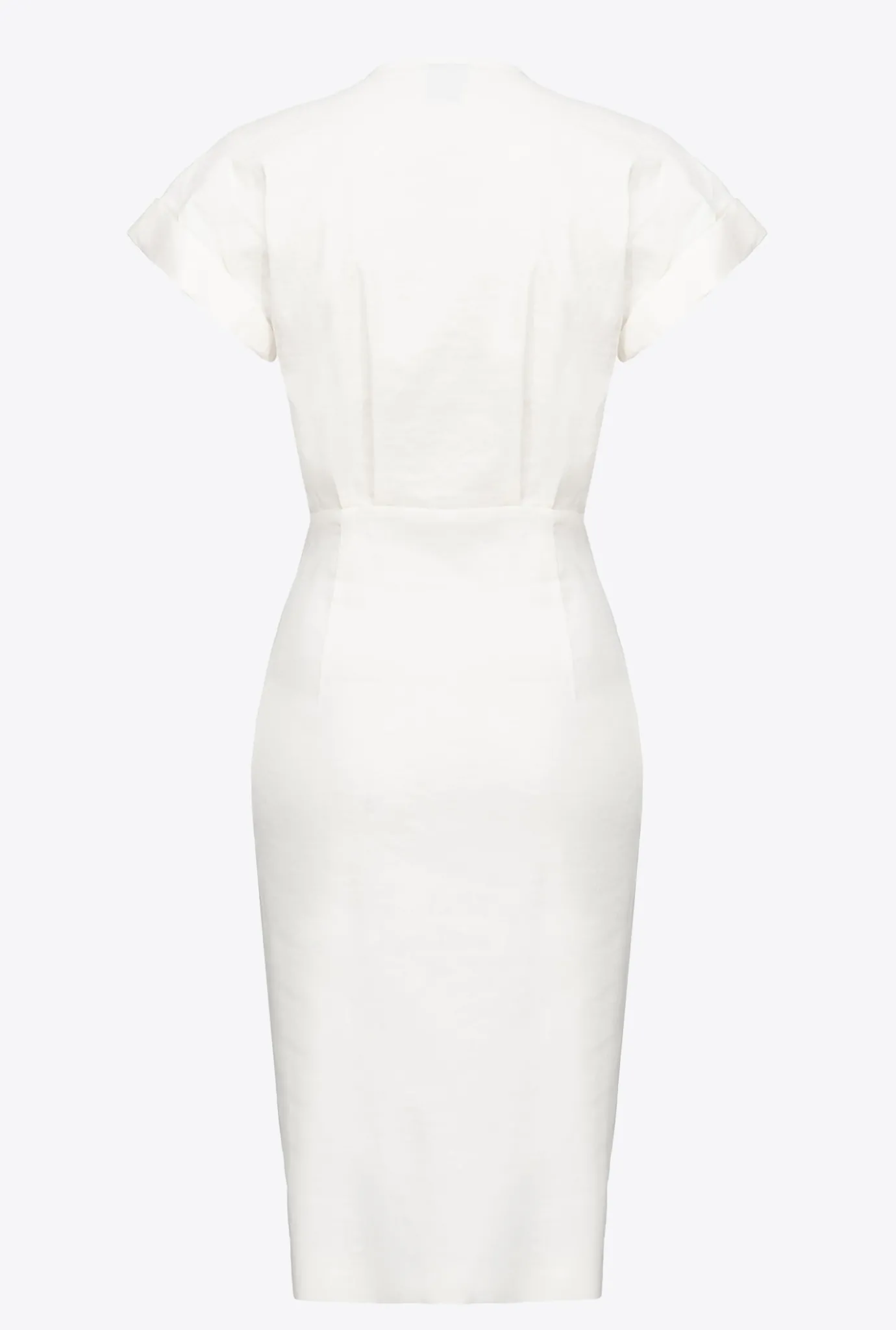 Tailleurs Et Ensembles|PINKO Robe En Lin Boutonnee Blanc Nimbus