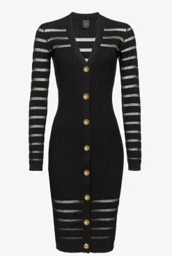 Robes|PINKO Robe En Maille A Rayures Noir Limousine