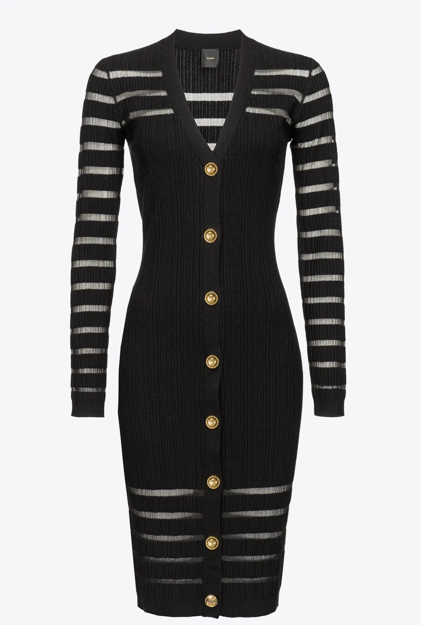 Robes|PINKO Robe En Maille A Rayures Noir Limousine