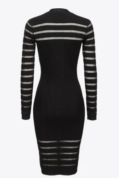 Robes|PINKO Robe En Maille A Rayures Noir Limousine