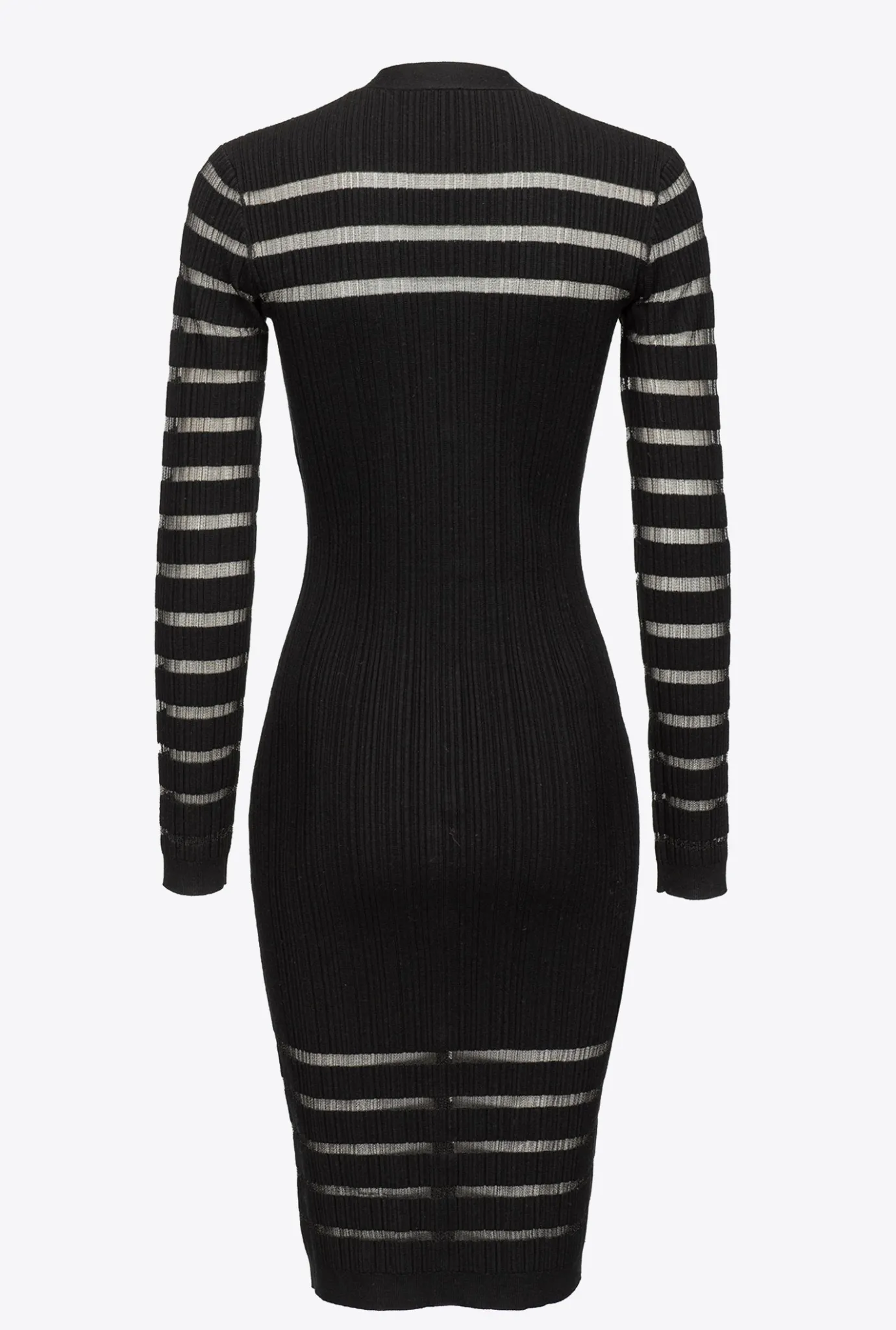 Robes|PINKO Robe En Maille A Rayures Noir Limousine
