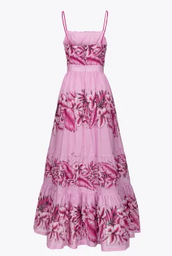 Robes|PINKO Robe En Mousseline A Imprime Tropical Pluie Du Soir