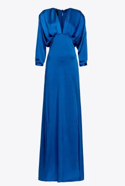 Robes|PINKO Robe En Satin Avec Noeud Bleu Surf Sur Le Web