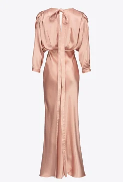 Robes|PINKO Robe En Satin Avec Noeud Rose Camee