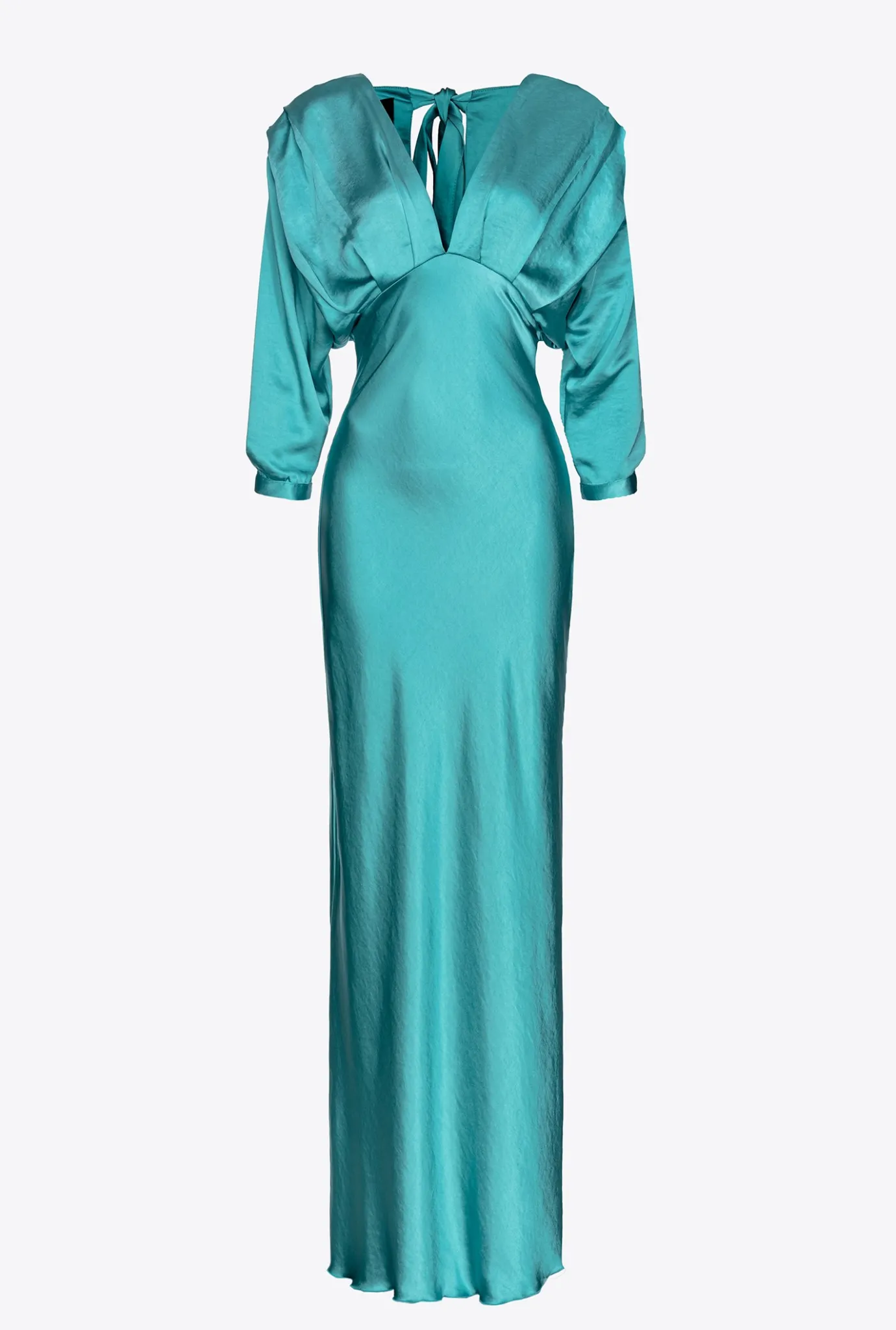 Robes|PINKO Robe En Satin Avec Noeud Bleu Ciel-Marine