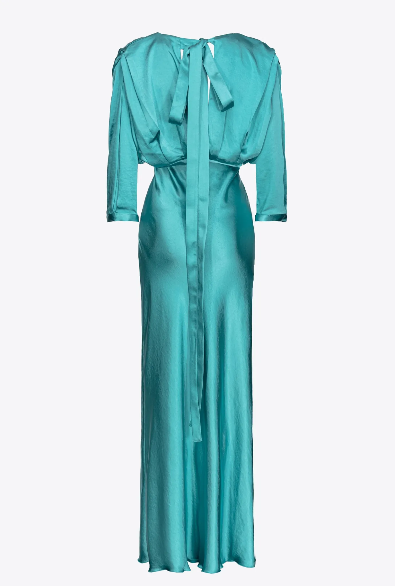 Robes|PINKO Robe En Satin Avec Noeud Bleu Ciel-Marine