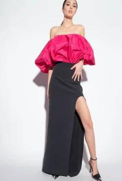 Robes|PINKO Robe En Taffetas Galleria Noir/Fuchsia