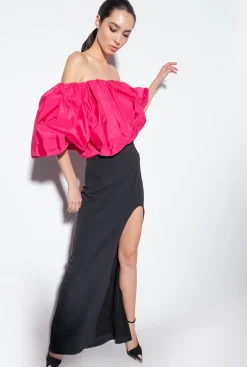 Robes|PINKO Robe En Taffetas Galleria Noir/Fuchsia