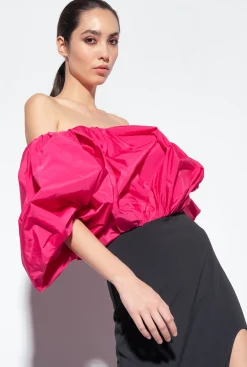 Robes|PINKO Robe En Taffetas Galleria Noir/Fuchsia