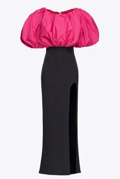 Robes|PINKO Robe En Taffetas Galleria Noir/Fuchsia